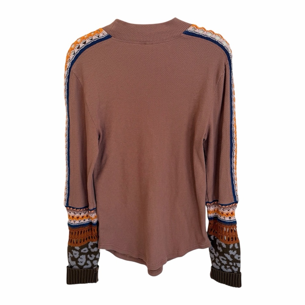 Free People Thermal Taupe Switch It Up Boho crochet Size L - Picture 2 of 5